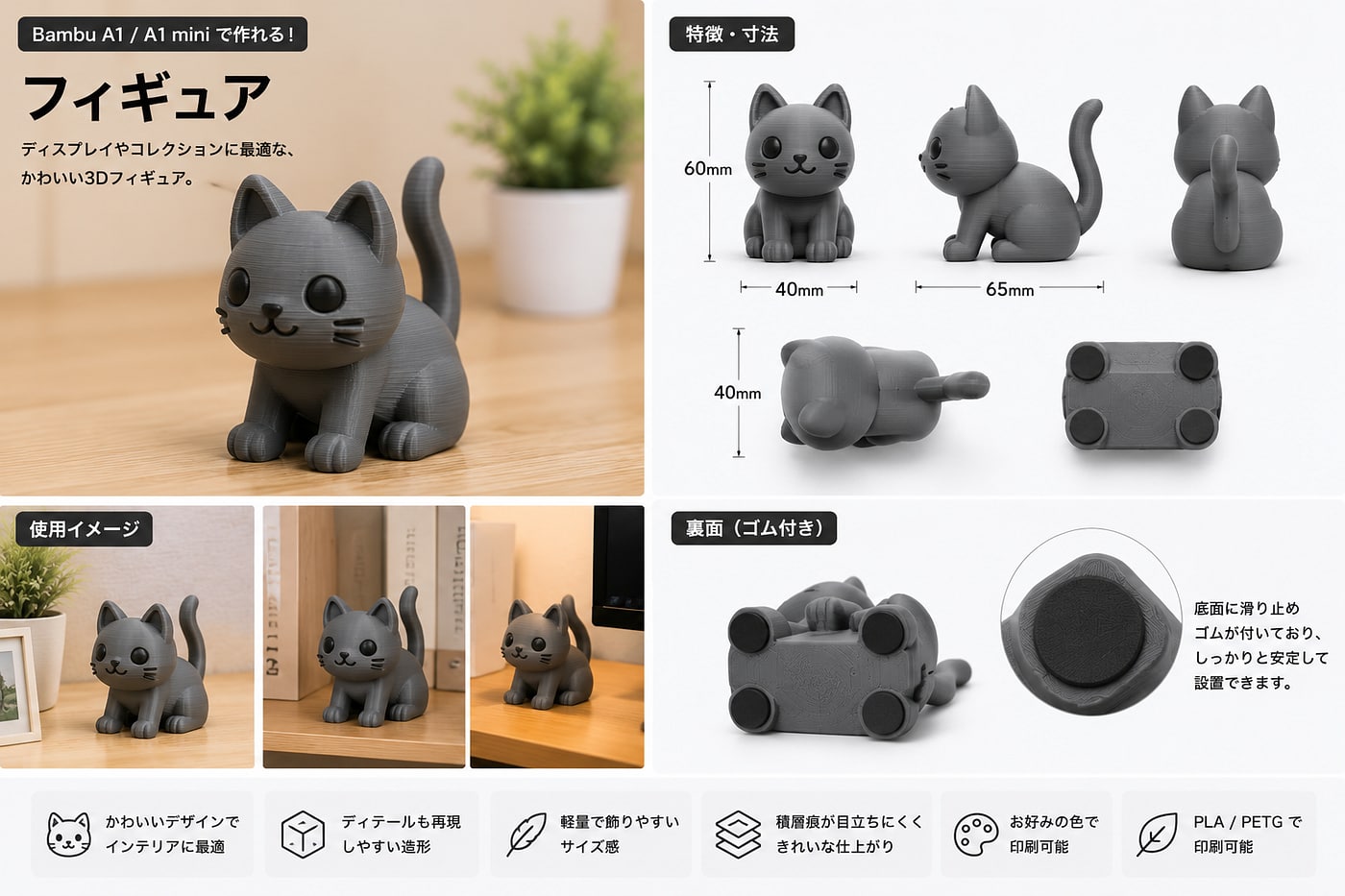 フィギュア：Bambu Lab A1/A1 miniで作れるディスプレイ・コレクション用3Dフィギュア